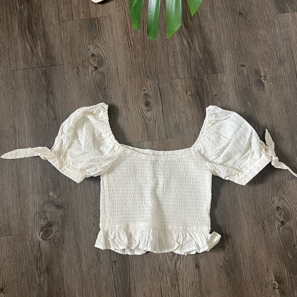 White boho crop top